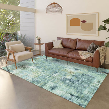 Luxury Washable Indoor/Outdoor Kochi Teal 5' x 7'6" Rug