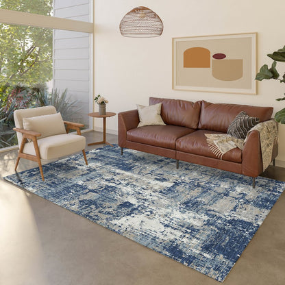 Luxury Washable Indoor/Outdoor Kochi Navy 5' x 7'6" Rug