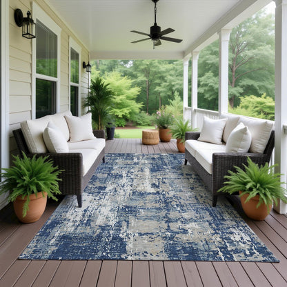 Luxury Washable Indoor/Outdoor Kochi Navy 5' x 7'6" Rug