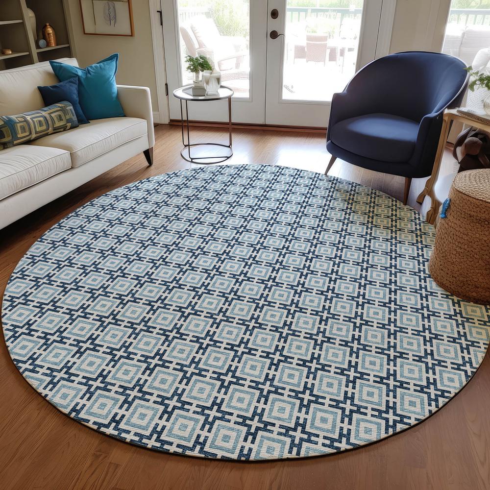Indoor/Outdoor Marlo MO1 Navy Washable 6' x 6' Rug