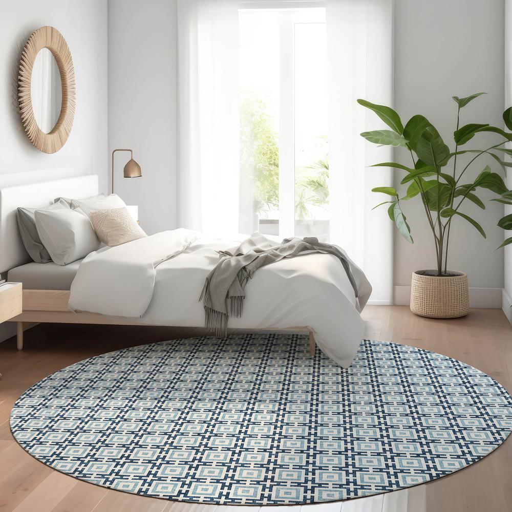 Indoor/Outdoor Marlo MO1 Navy Washable 6' x 6' Rug