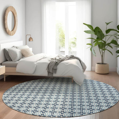 Indoor/Outdoor Marlo MO1 Navy Washable 6' x 6' Rug