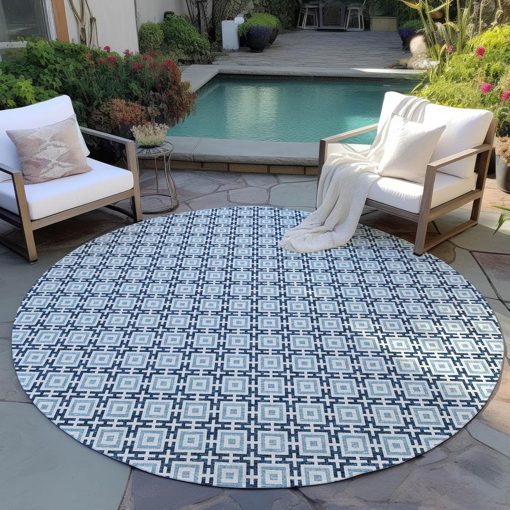 Indoor/Outdoor Marlo MO1 Navy Washable 6' x 6' Rug