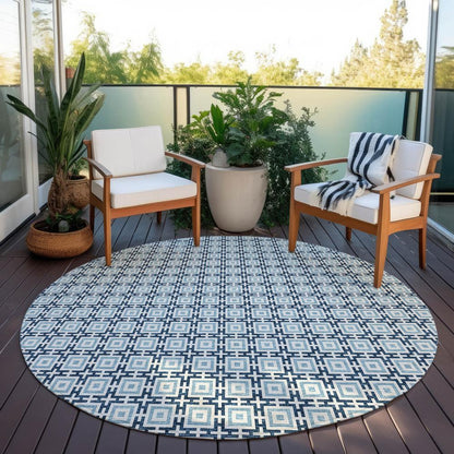 Indoor/Outdoor Marlo MO1 Navy Washable 6' x 6' Rug