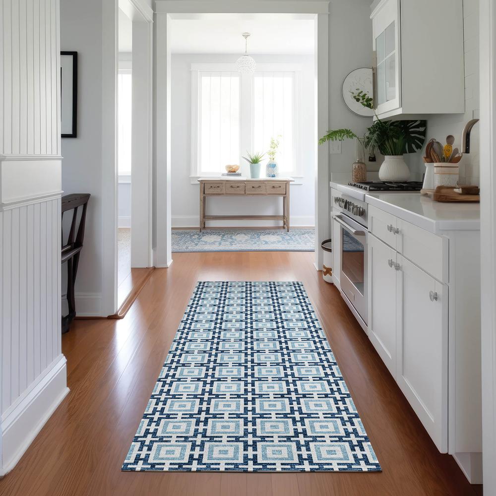 Indoor/Outdoor Marlo MO1 Navy Washable 2'3" x 7'6" Rug