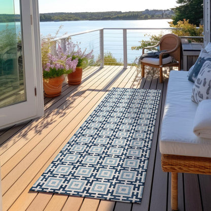 Indoor/Outdoor Marlo MO1 Navy Washable 2'3" x 7'6" Rug