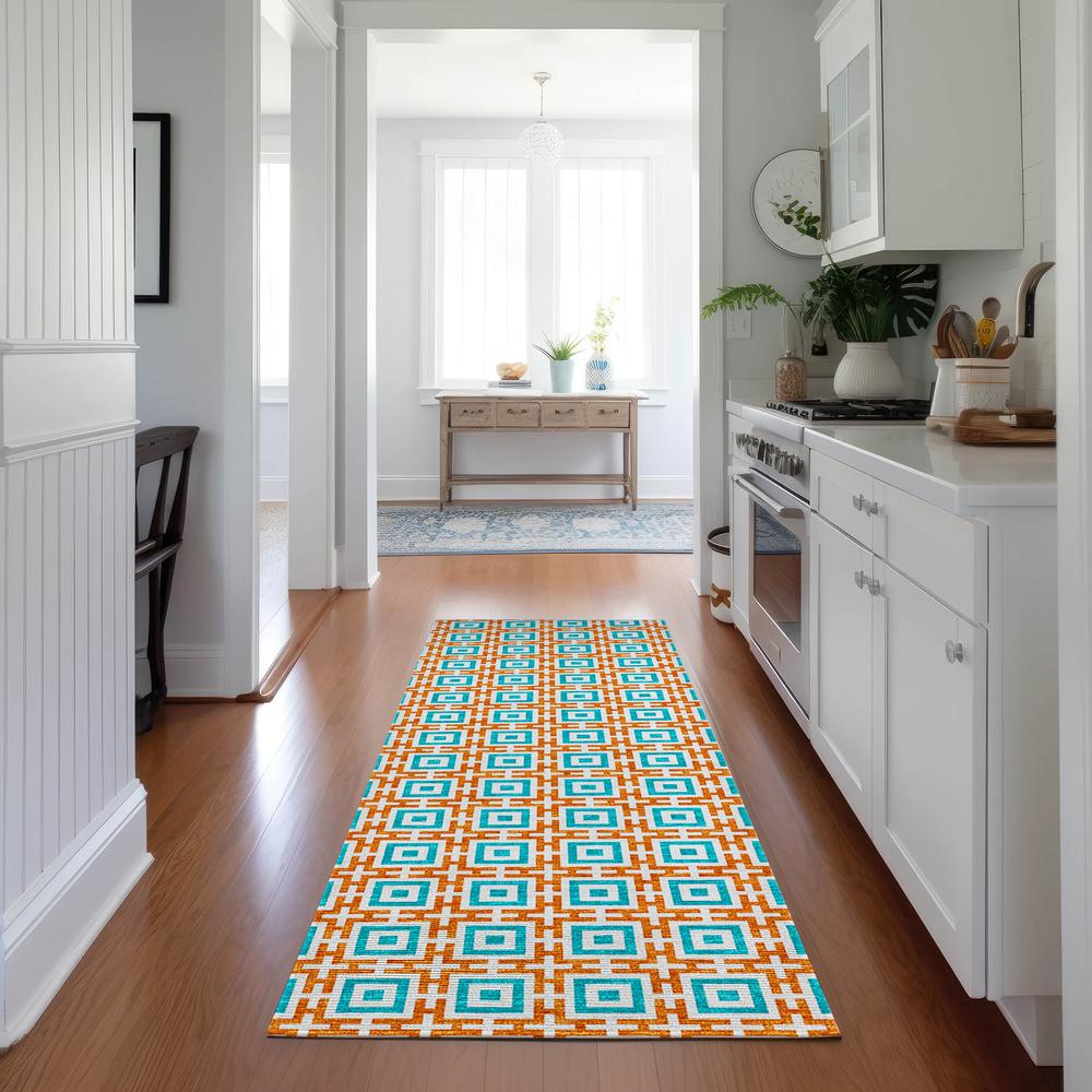Indoor/Outdoor Marlo MO1 Orange Washable 2'3" x 7'6" Rug