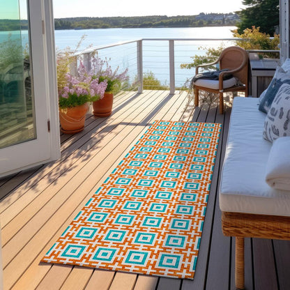 Indoor/Outdoor Marlo MO1 Orange Washable 2'3" x 7'6" Rug
