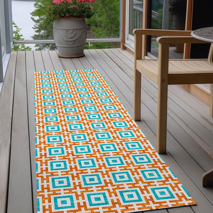 Indoor/Outdoor Marlo MO1 Orange Washable 2'3" x 7'6" Rug