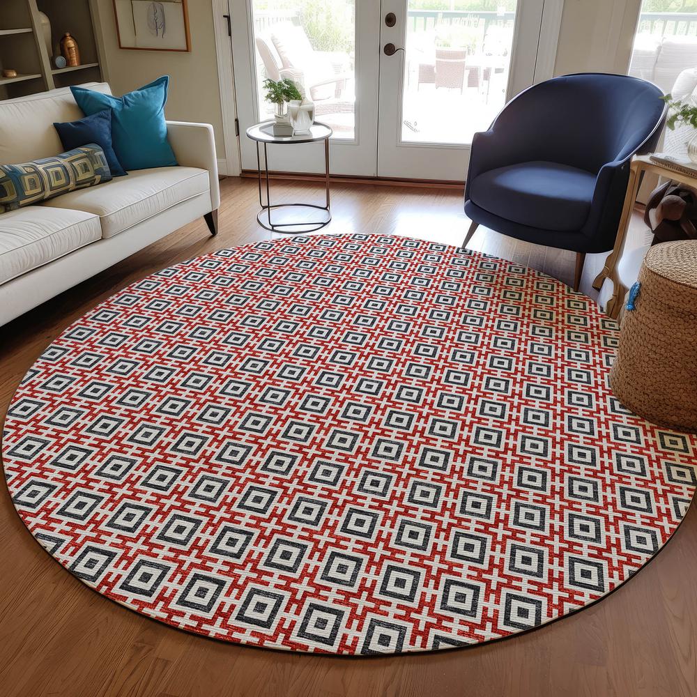 Indoor/Outdoor Marlo MO1 Red Washable 6' x 6' Rug