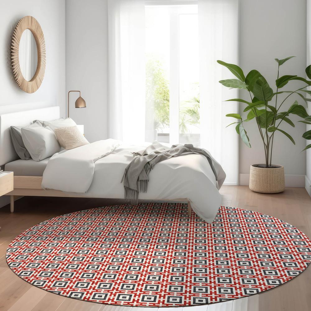 Indoor/Outdoor Marlo MO1 Red Washable 6' x 6' Rug