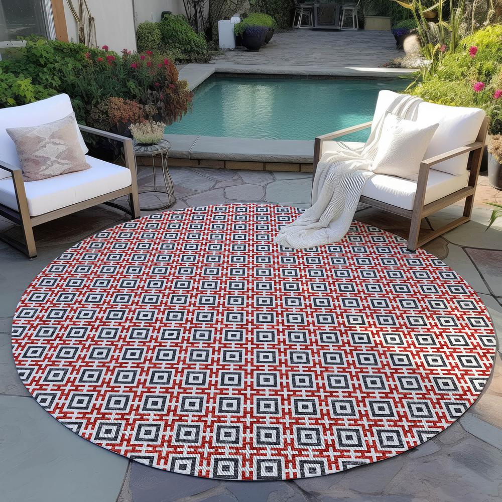 Indoor/Outdoor Marlo MO1 Red Washable 6' x 6' Rug