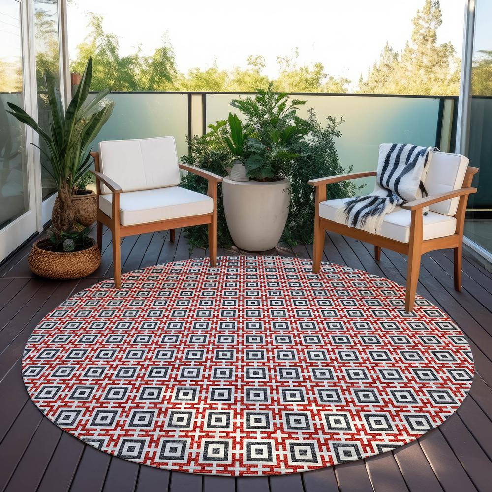 Indoor/Outdoor Marlo MO1 Red Washable 6' x 6' Rug