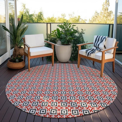 Indoor/Outdoor Marlo MO1 Red Washable 6' x 6' Rug