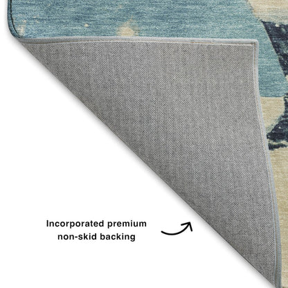 Luxury Washable Indoor/Outdoor Merry & Bright Blue 2'6" x 3'10" Rug