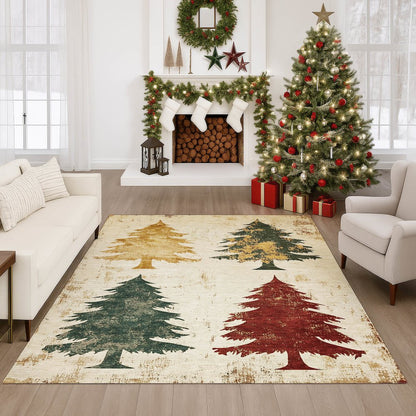 Luxury Washable Indoor/Outdoor Merry & Bright Ivory 5' x 7'6" Rug