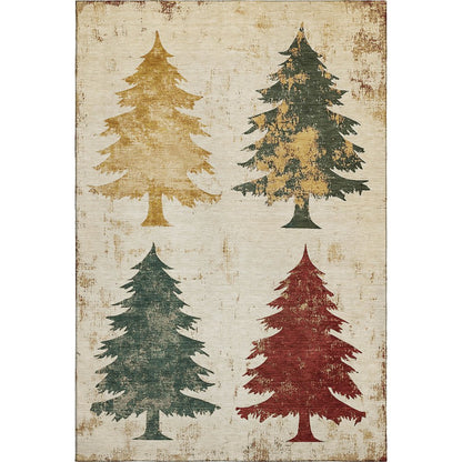 Luxury Washable Indoor/Outdoor Merry & Bright Ivory 5' x 7'6" Rug