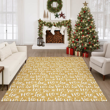Luxury Washable Indoor/Outdoor Merry & Bright Gold 5' x 7'6" Rug