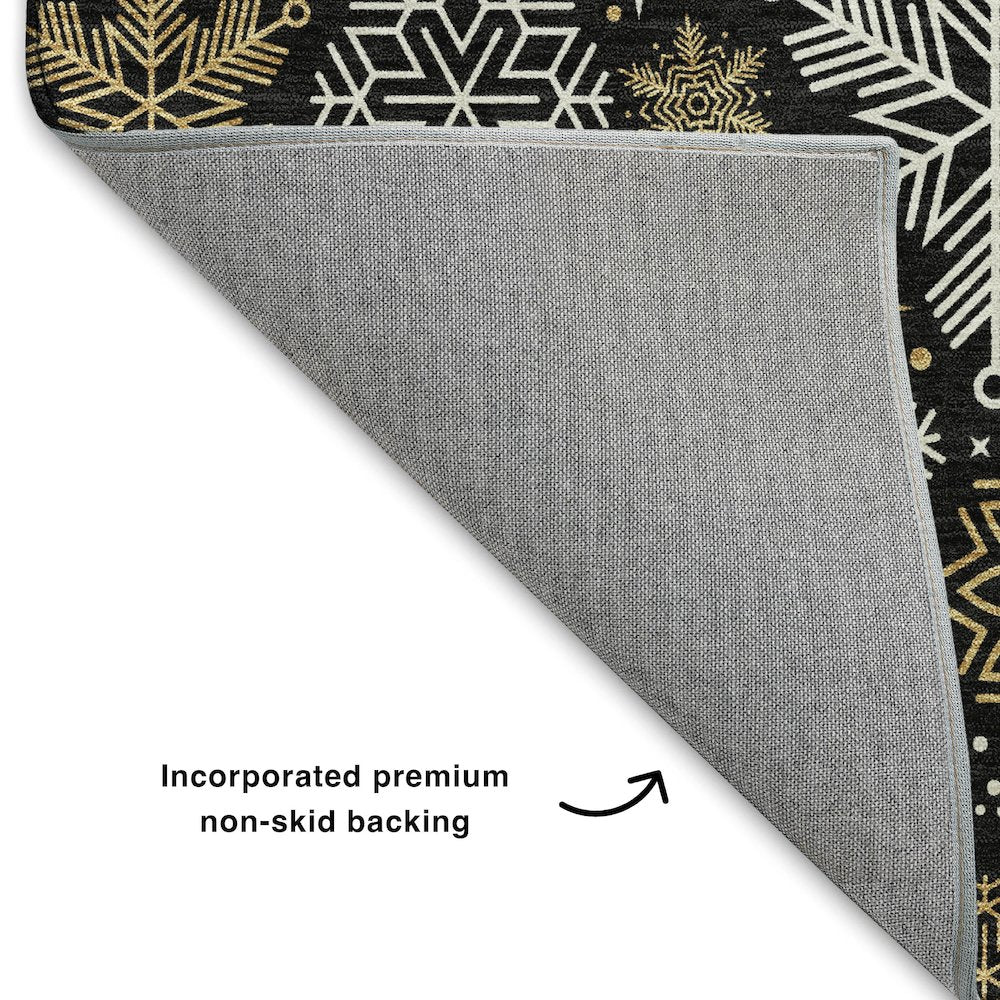 Luxury Washable Indoor/Outdoor Merry & Bright Black 2'6" x 3'10" Rug