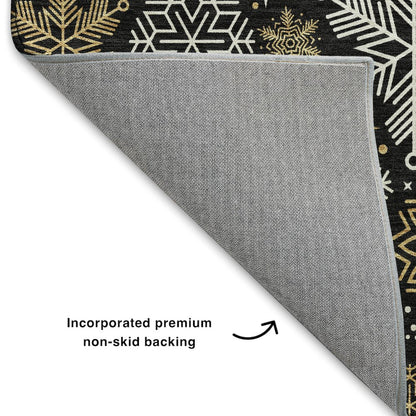 Luxury Washable Indoor/Outdoor Merry & Bright Black 2'6" x 3'10" Rug
