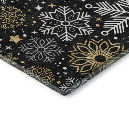 Luxury Washable Indoor/Outdoor Merry & Bright Black 2'6" x 3'10" Rug