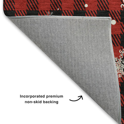Luxury Washable Indoor/Outdoor Merry & Bright Red 2'6" x 3'10" Rug