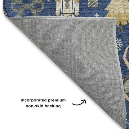 Luxury Washable Indoor/Outdoor Merry & Bright Navy 2'6" x 3'10" Rug