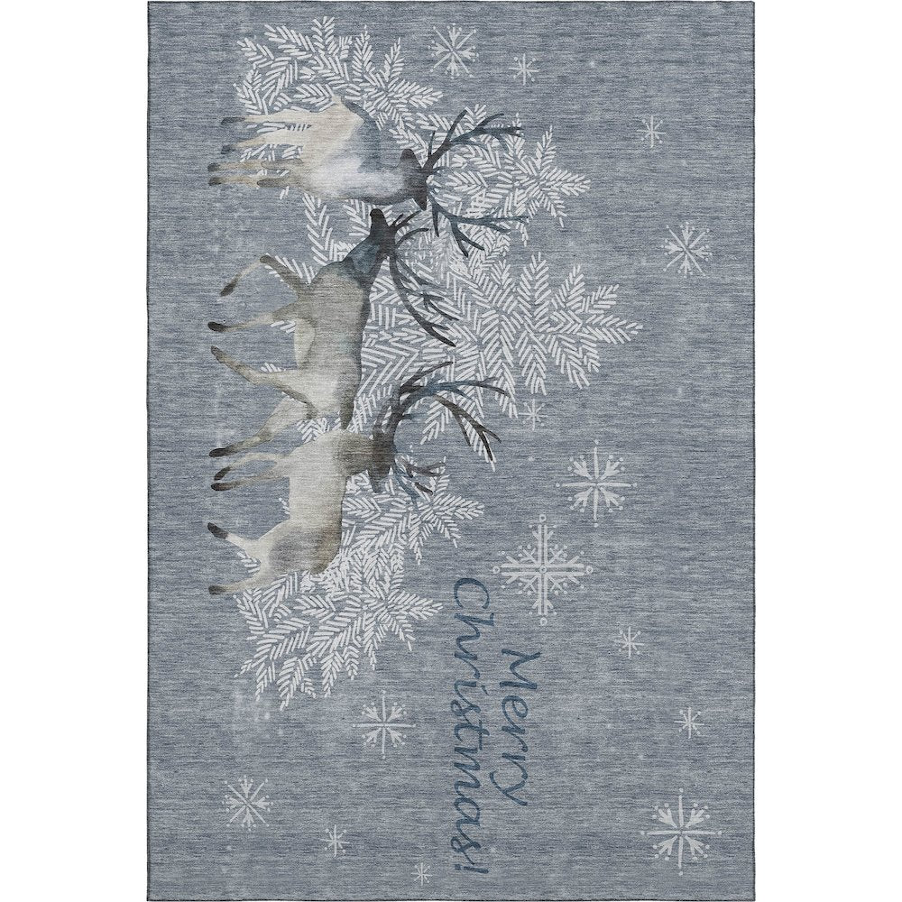Luxury Washable Indoor/Outdoor Merry & Bright Gray 5' x 7'6" Rug