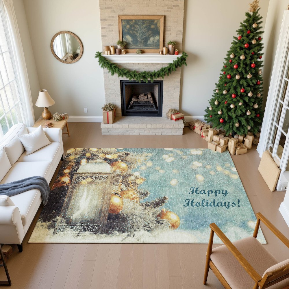 Luxury Washable Indoor/Outdoor Merry & Bright Skydust 5' x 7'6" Rug