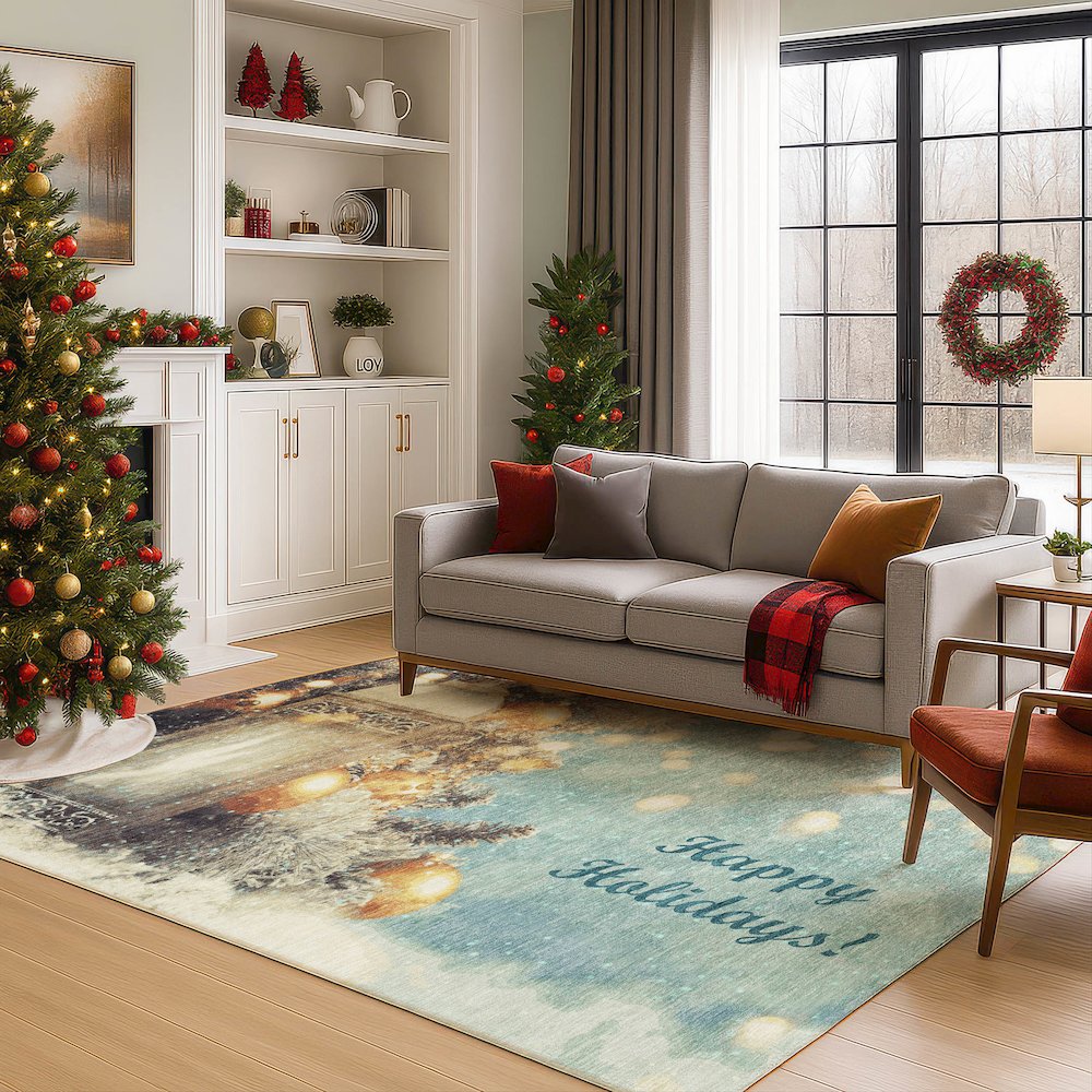 Luxury Washable Indoor/Outdoor Merry & Bright Skydust 5' x 7'6" Rug