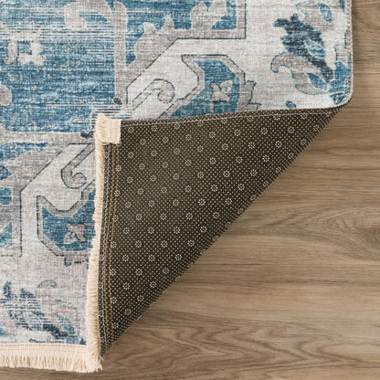 Indoor/Outdoor Marbella MB3 Denim Washable 2'3" x 12' Runner Rug