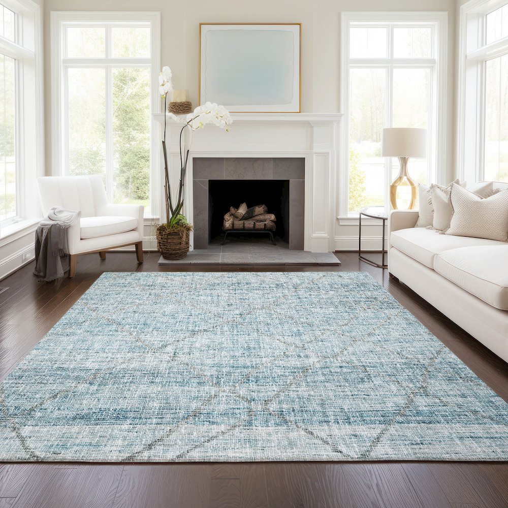 Luxury Washable Indoor/Outdoor Portico Teal 5' x 7'6" Rug