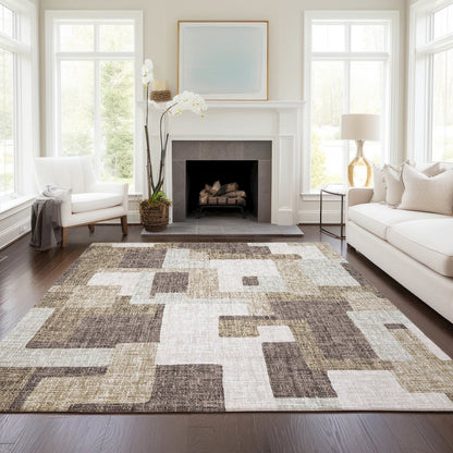 Luxury Washable Indoor/Outdoor Portico Brown 5' x 7'6" Rug