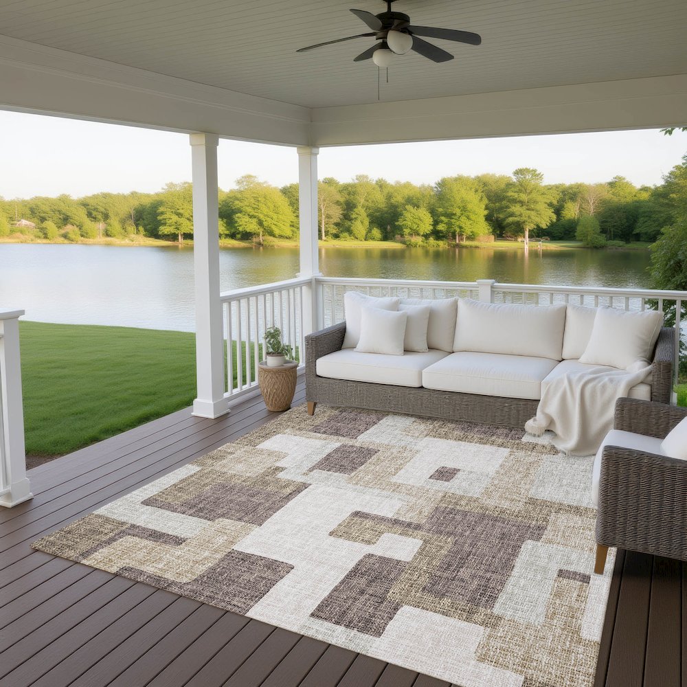 Luxury Washable Indoor/Outdoor Portico Brown 5' x 7'6" Rug