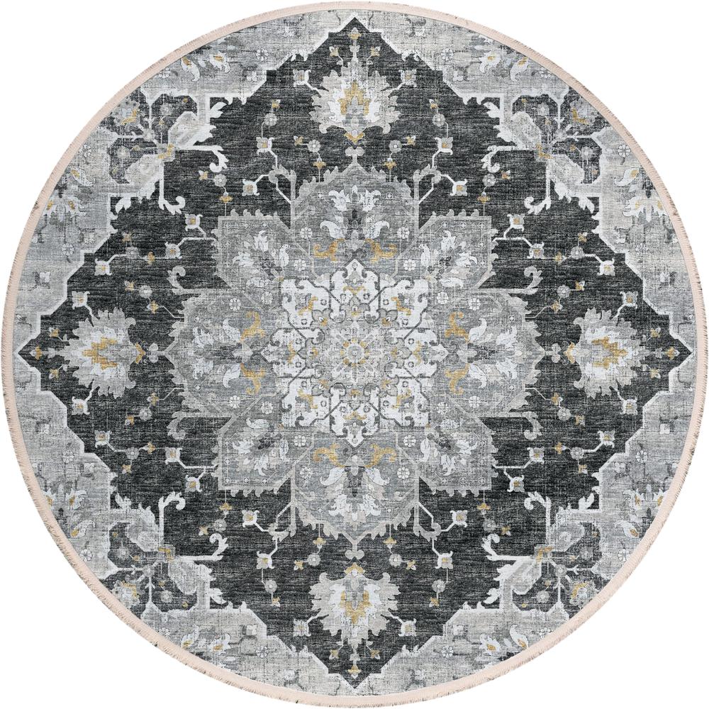 Indoor/Outdoor Marbella MB3 Midnight Washable 6' x 6' Round Rug