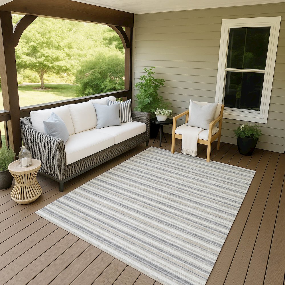 Luxury Washable Indoor/Outdoor Soft Essentials SE2 Gray 3' x 5' Rug