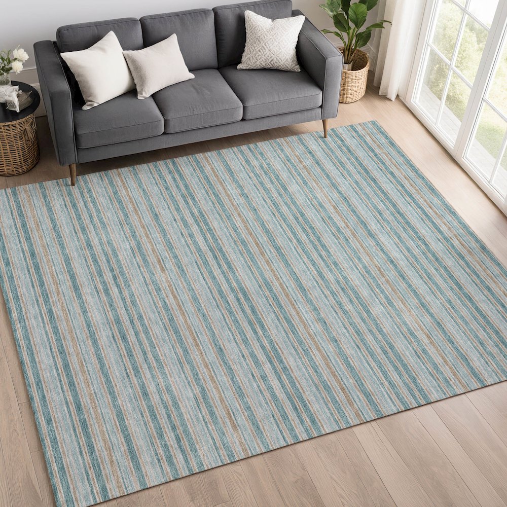 Luxury Washable Indoor/Outdoor Soft Essentials SE2 Teal 5' x 7'6" Rug
