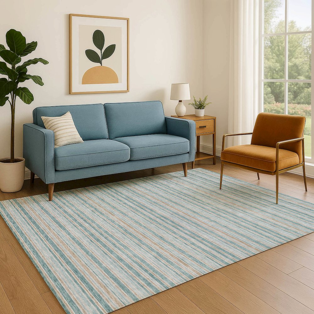 Luxury Washable Indoor/Outdoor Soft Essentials SE2 Teal 5' x 7'6" Rug