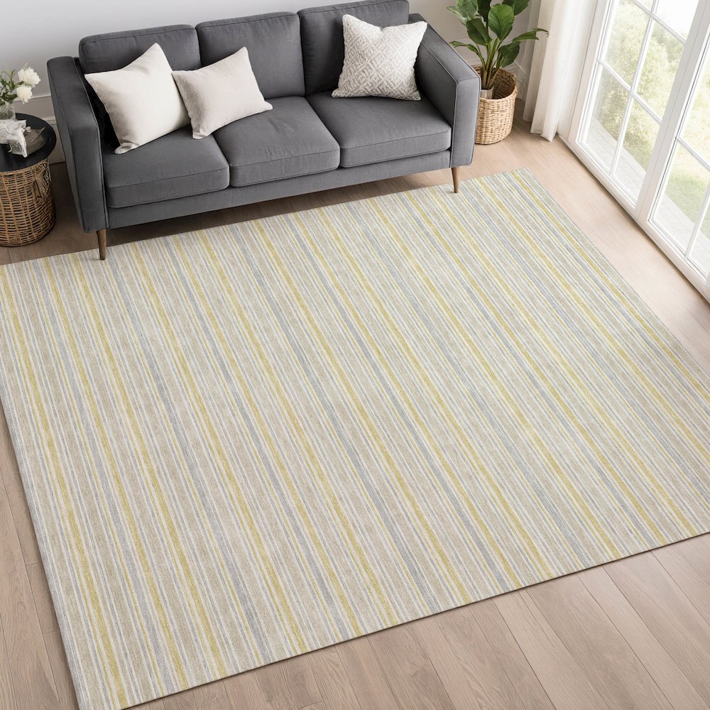 Luxury Washable Indoor/Outdoor Soft Essentials SE2 Gold 5' x 7'6" Rug