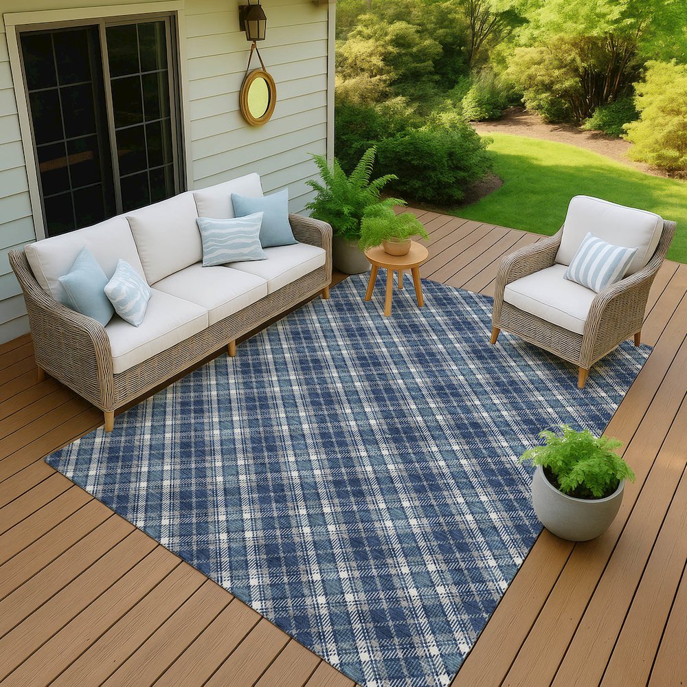 Luxury Washable Indoor/Outdoor Soft Essentials SE3 Blue 3' x 5' Rug
