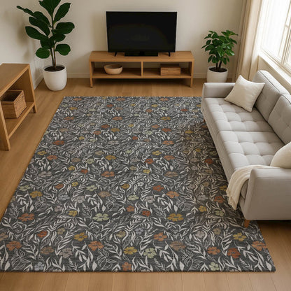 Luxury Washable Indoor/Outdoor Soft Essentials SE4 Gray 5' x 7'6" Rug