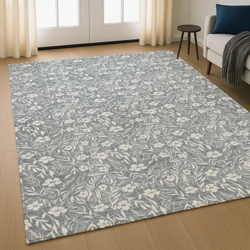 Luxury Washable Indoor/Outdoor Soft Essentials SE4 Gray 5' x 7'6" Rug
