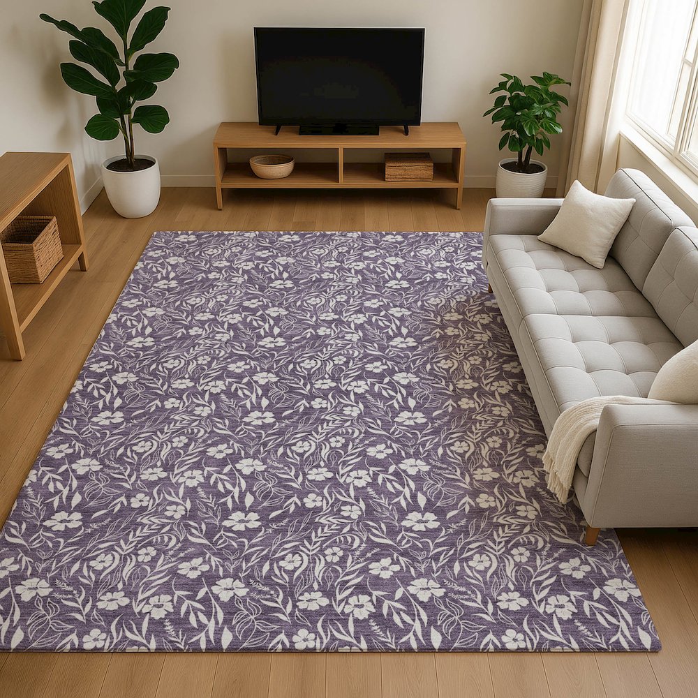 Luxury Washable Indoor/Outdoor Soft Essentials SE4 Purple 5' x 7'6" Rug