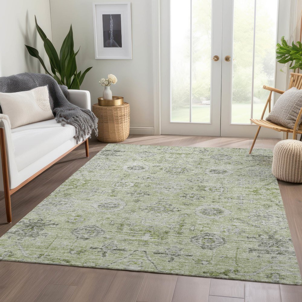 Luxury Washable Indoor/Outdoor Solace Aloe 5' x 7'6" Rug