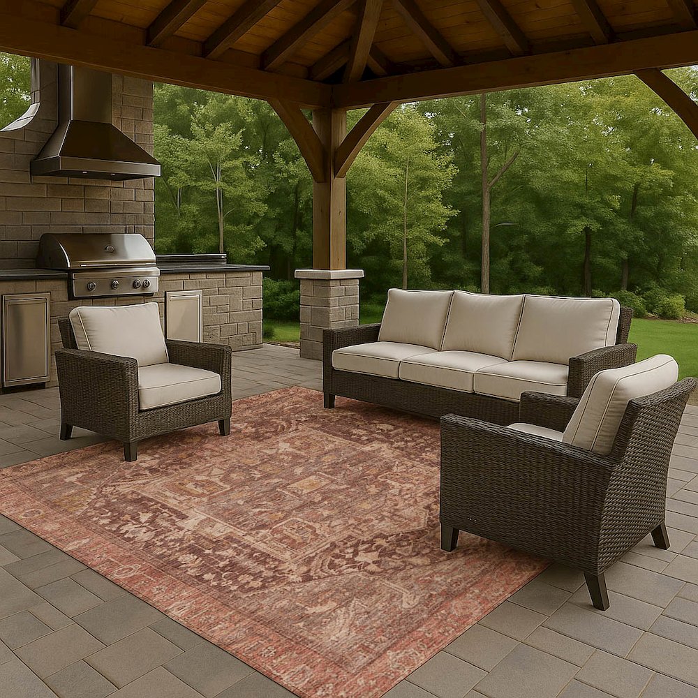 Luxury Washable Indoor/Outdoor Solace Burgundy 5' x 7'6" Rug