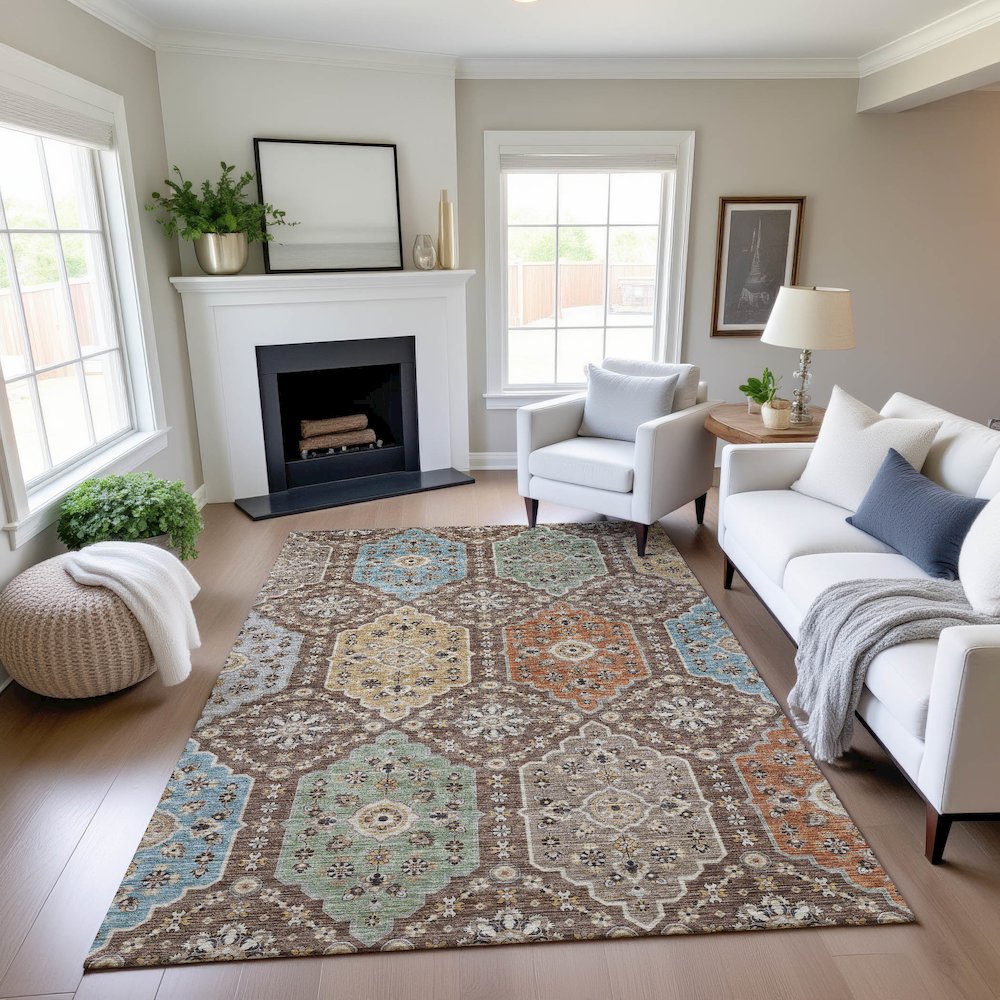 Indoor/Outdoor Silk Road Chocolate 5' x 7'6" Rug