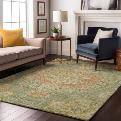 Luxury Washable Indoor/Outdoor Tabrook Aloe 5' x 7'6" Rug