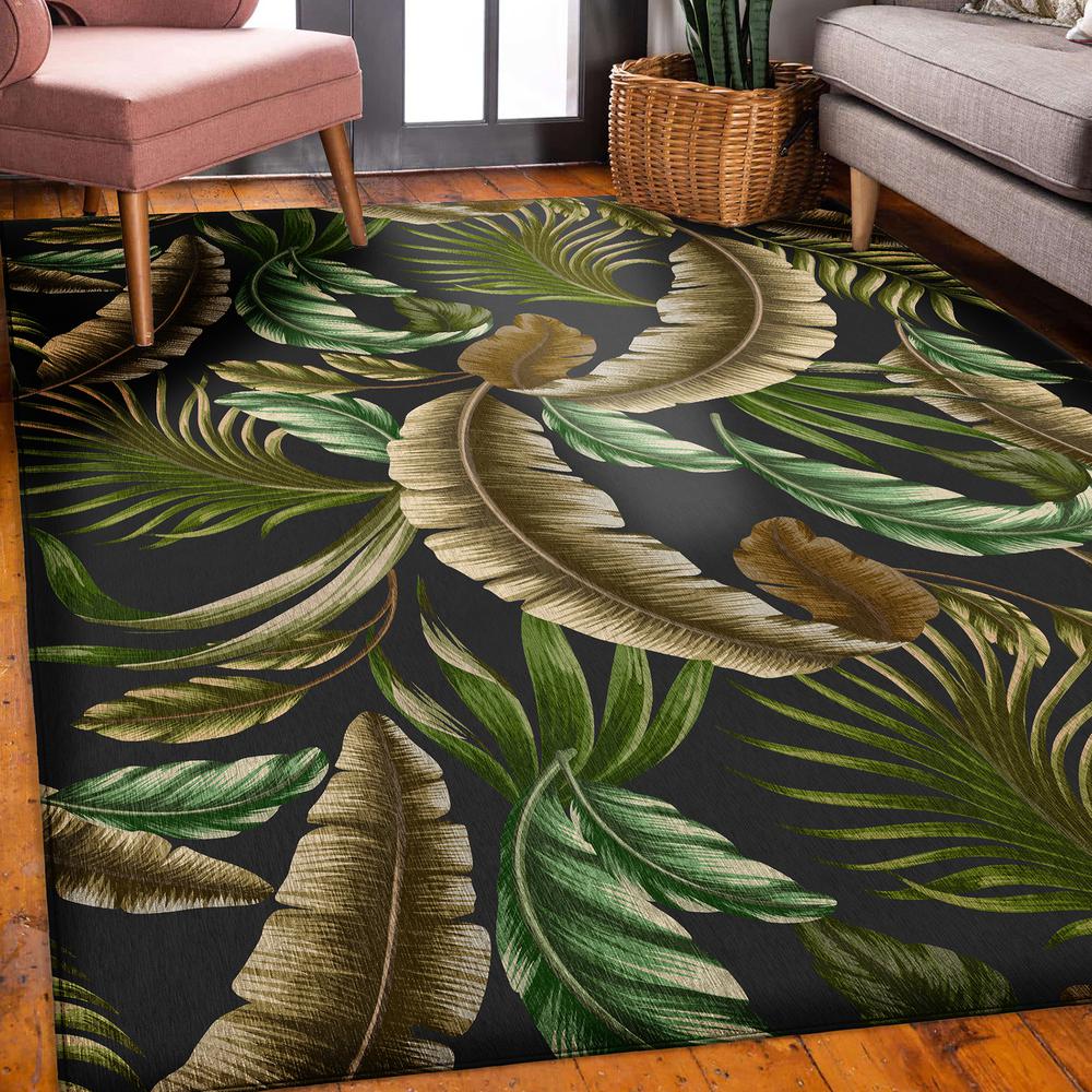 Indoor/Outdoor Tropics TC1 Black Washable 3' x 5' Rug