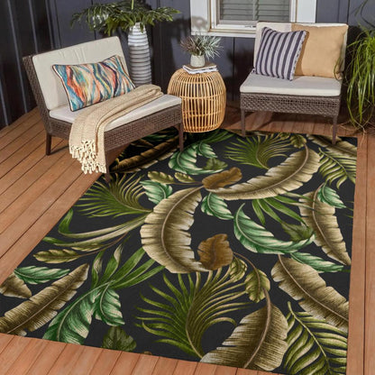 Indoor/Outdoor Tropics TC1 Black Washable 3' x 5' Rug