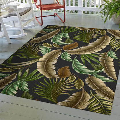 Indoor/Outdoor Tropics TC1 Black Washable 3' x 5' Rug